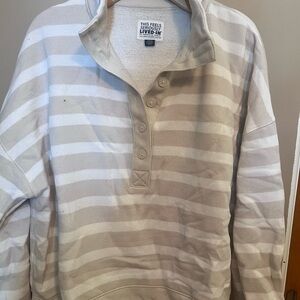 American Eagle Outfitters Cream Textured Pullover